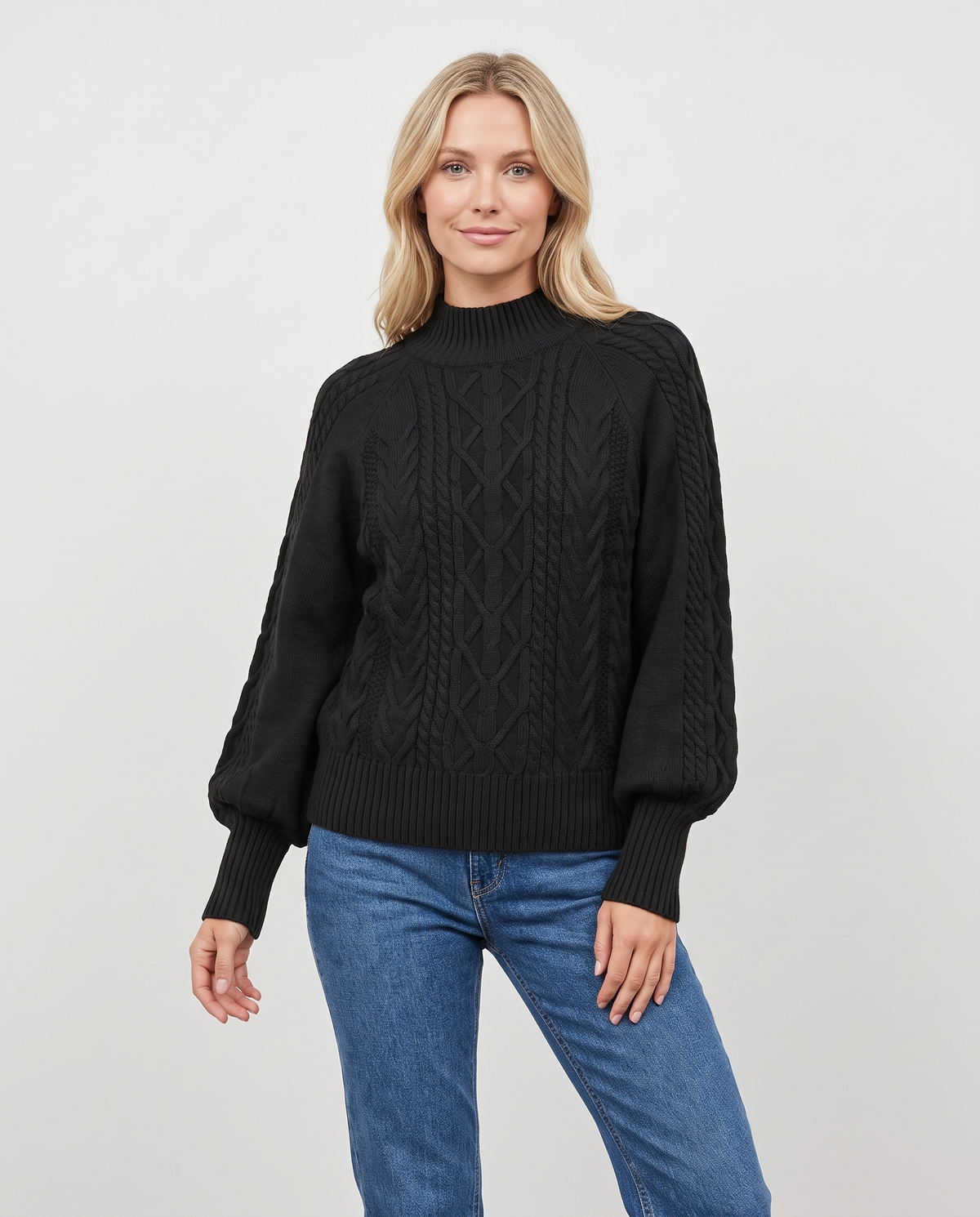 Clemmie Women's Cable Knit Jumper in Black