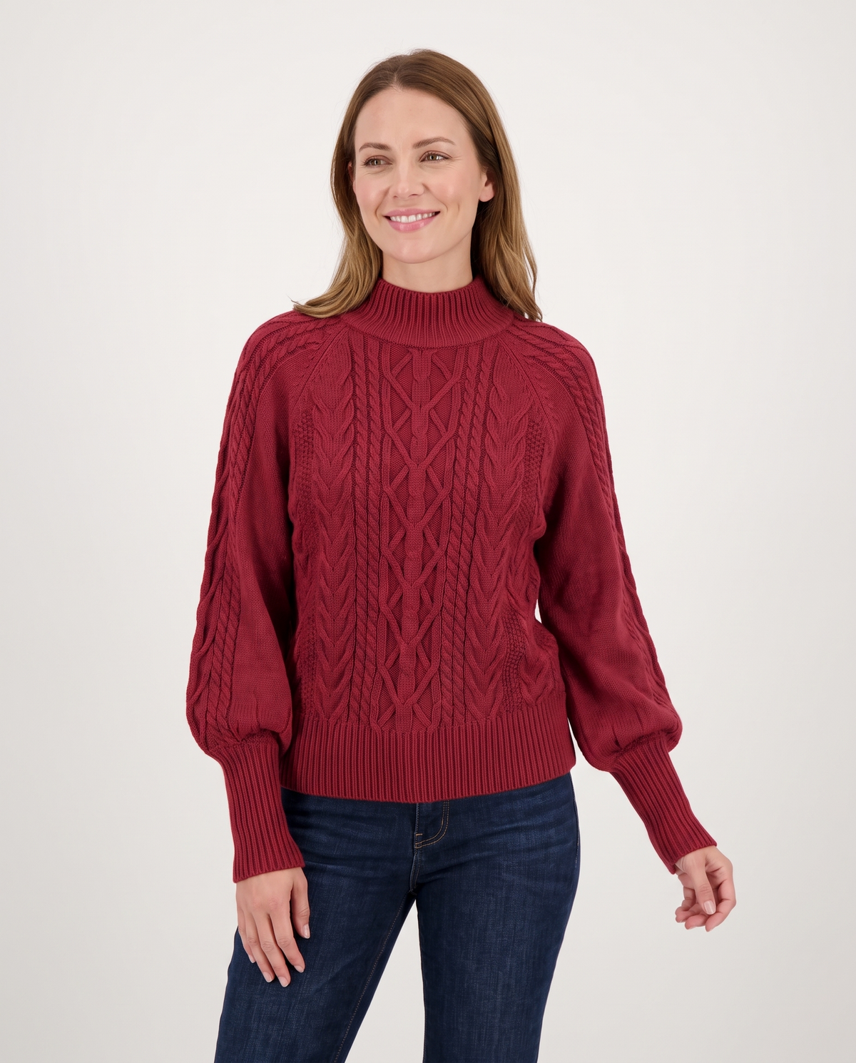 Clemmie Women's Cable Knit Jumper in Red