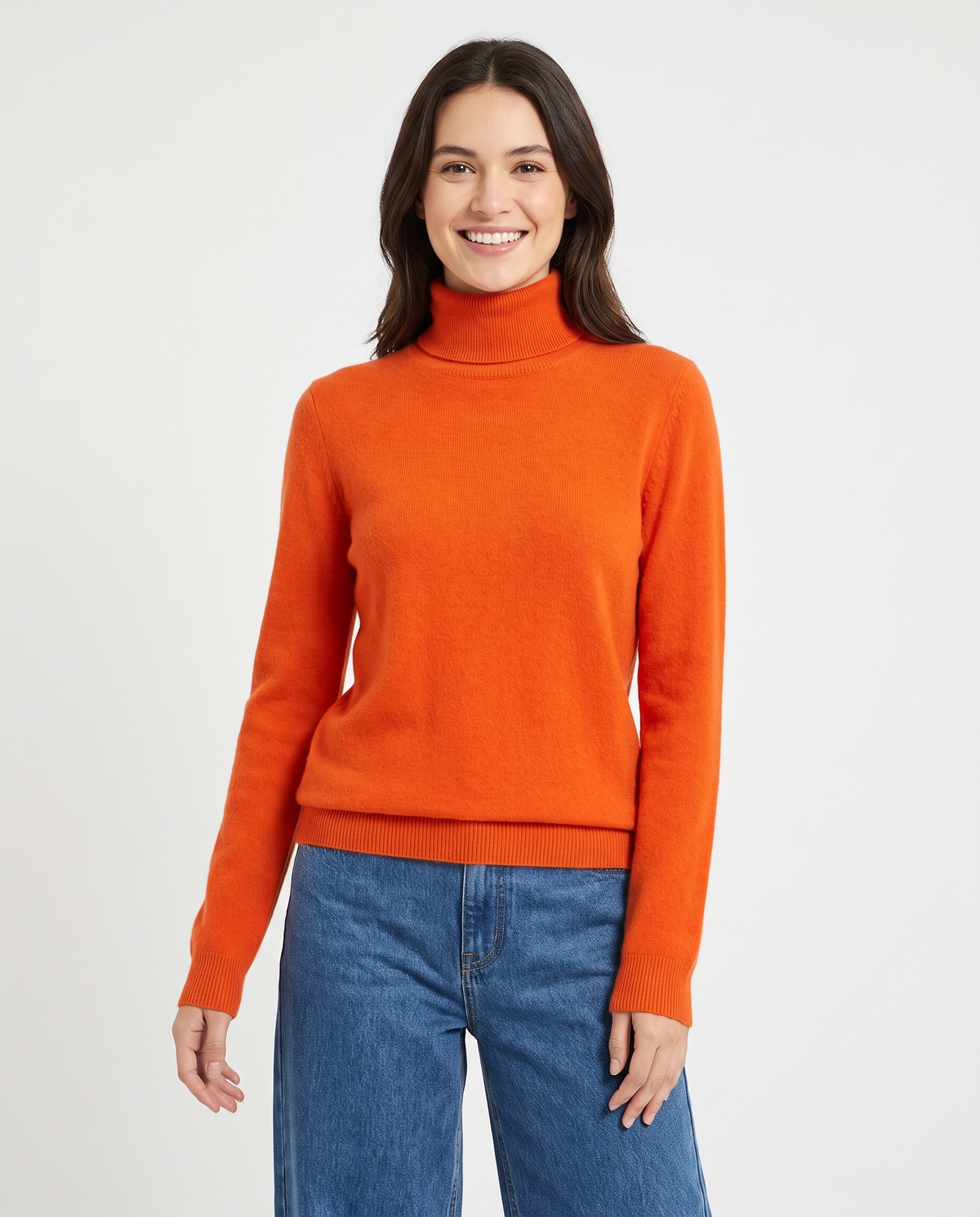 Elena Cashmere Turtleneck in Orange