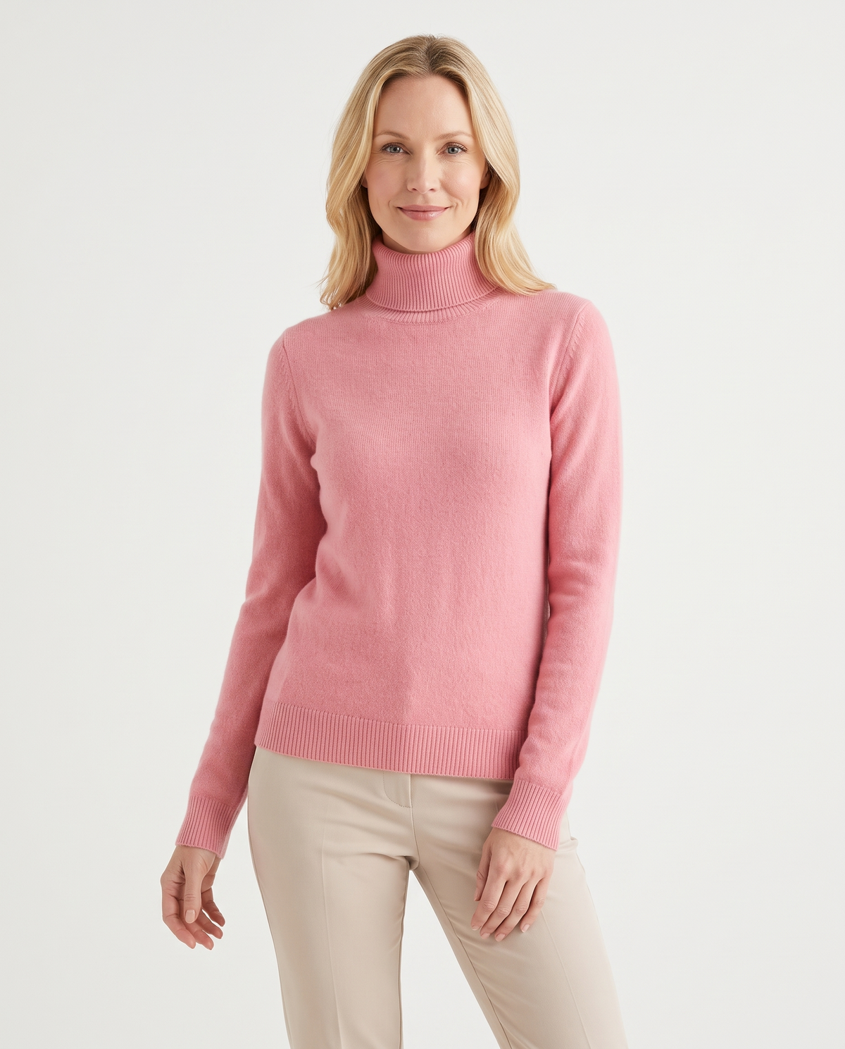 Elena Cashmere Turtleneck in Pink