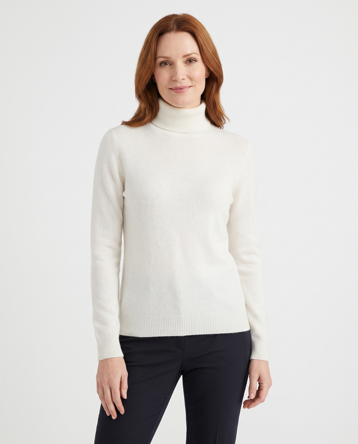 Elena Cashmere Turtleneck in White