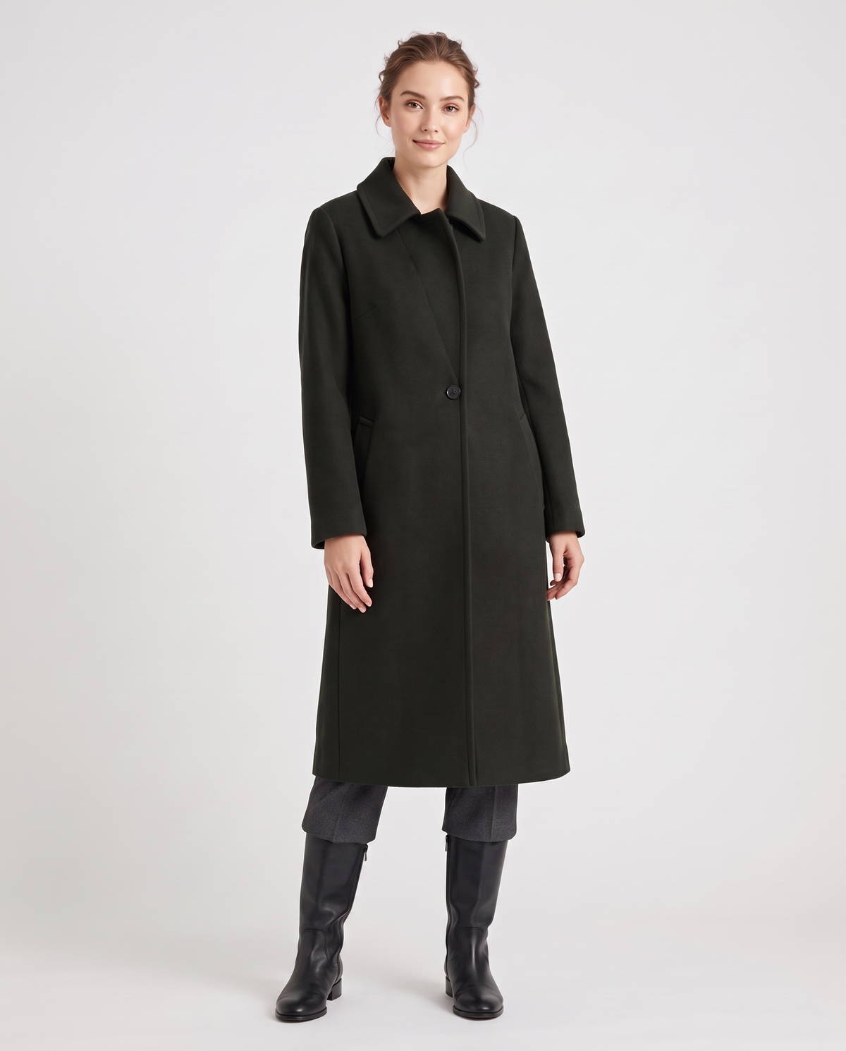 Elsie Women's Long Wool Winter Coat - Black