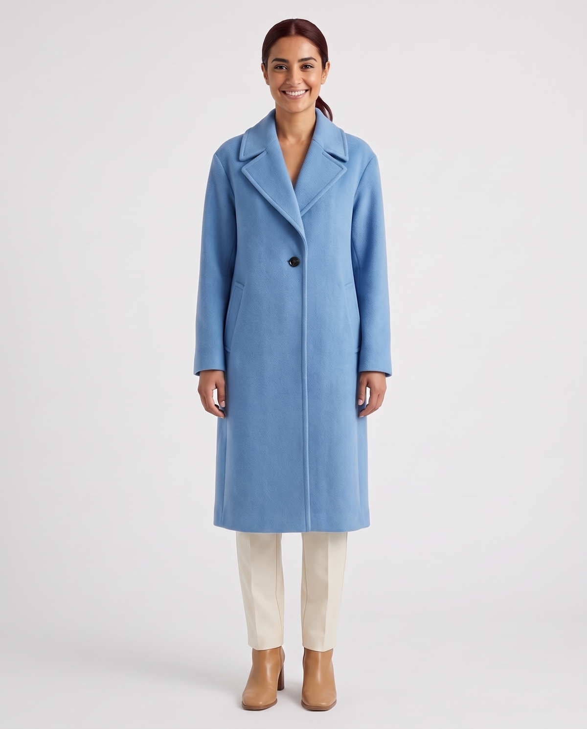Elsie Women's Long Wool Winter Coat - Blue