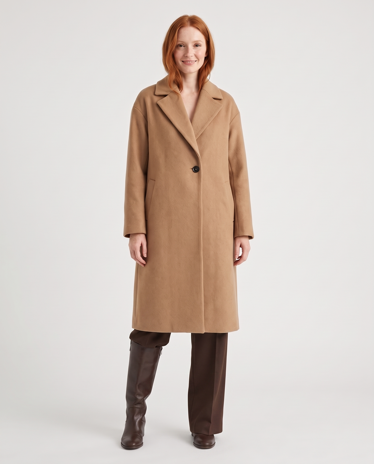 Elsie Women's Long Wool Winter Coat - Khaki