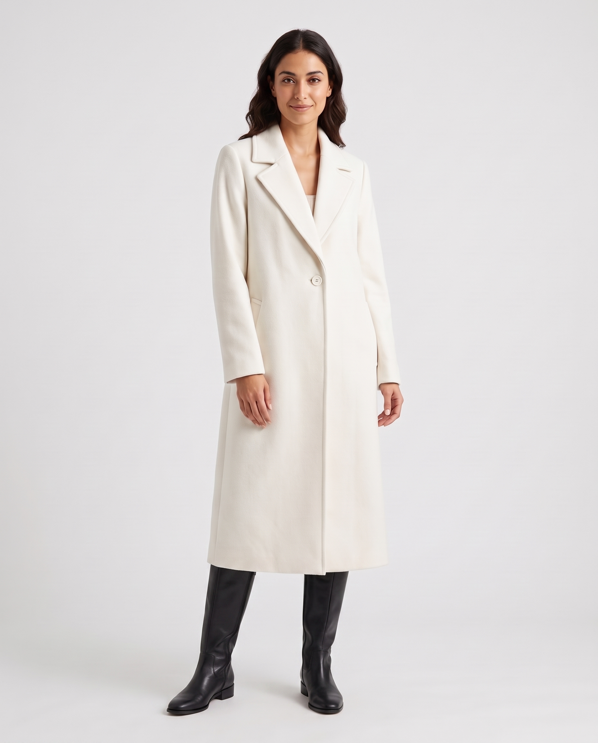 Elsie Women's Long Wool Winter Coat - White