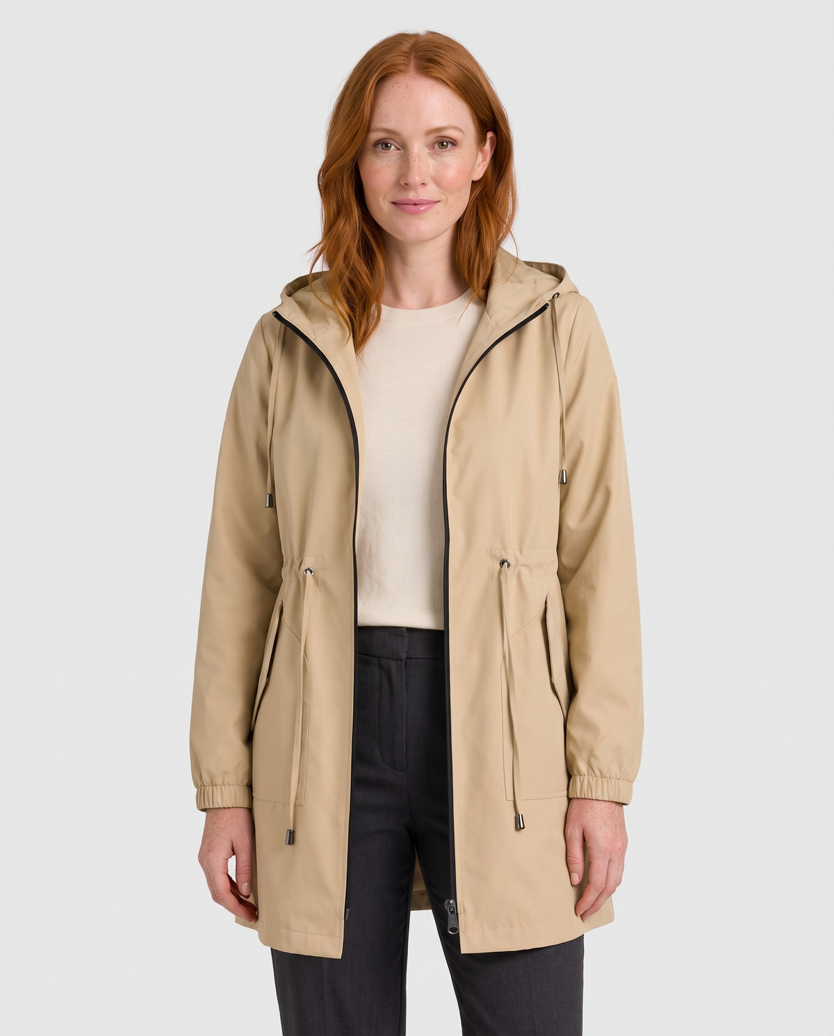 Emily Women's Rain Parka Waterproof Jacket - Beige