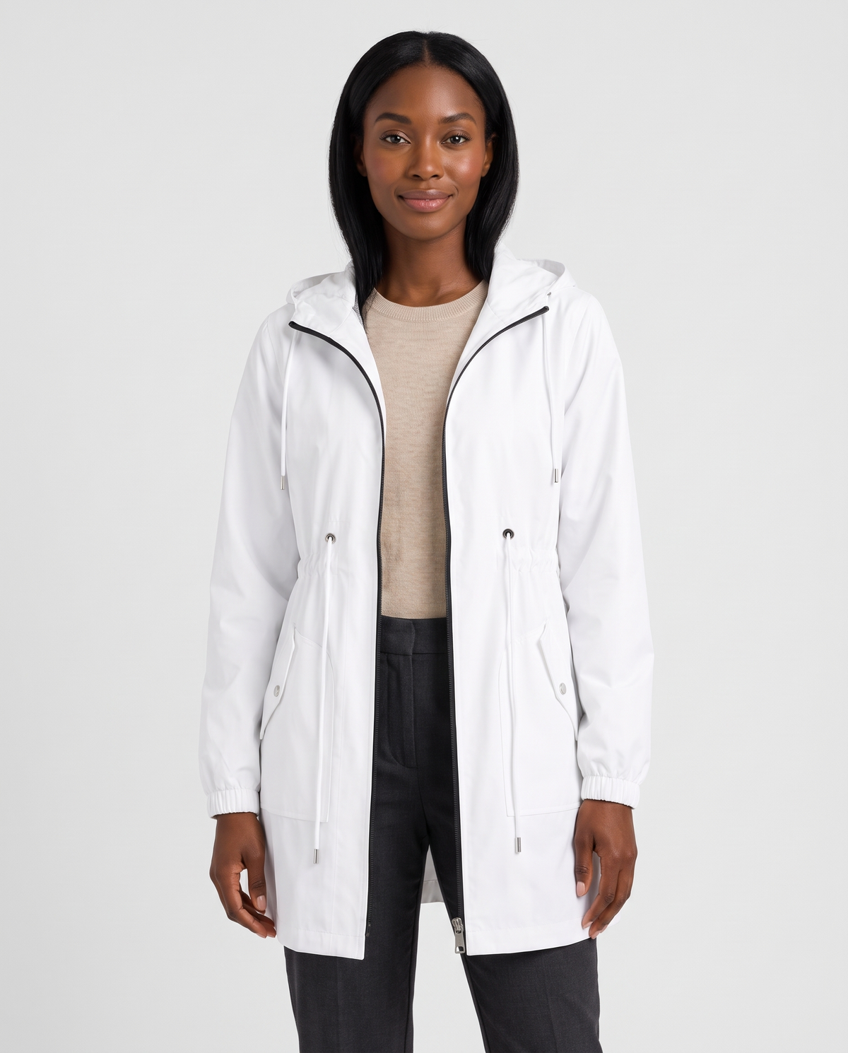 Emily Women's Rain Parka Waterproof Jacket - White