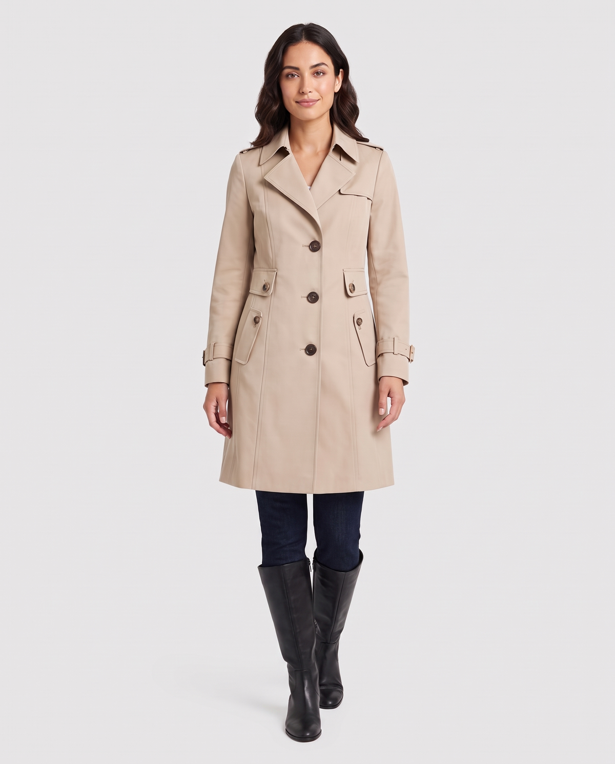 Emma Women's Tailored Trench Coat - Beige