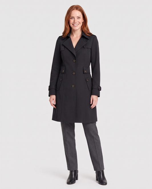 Emma Women's Tailored Trench Coat - Black