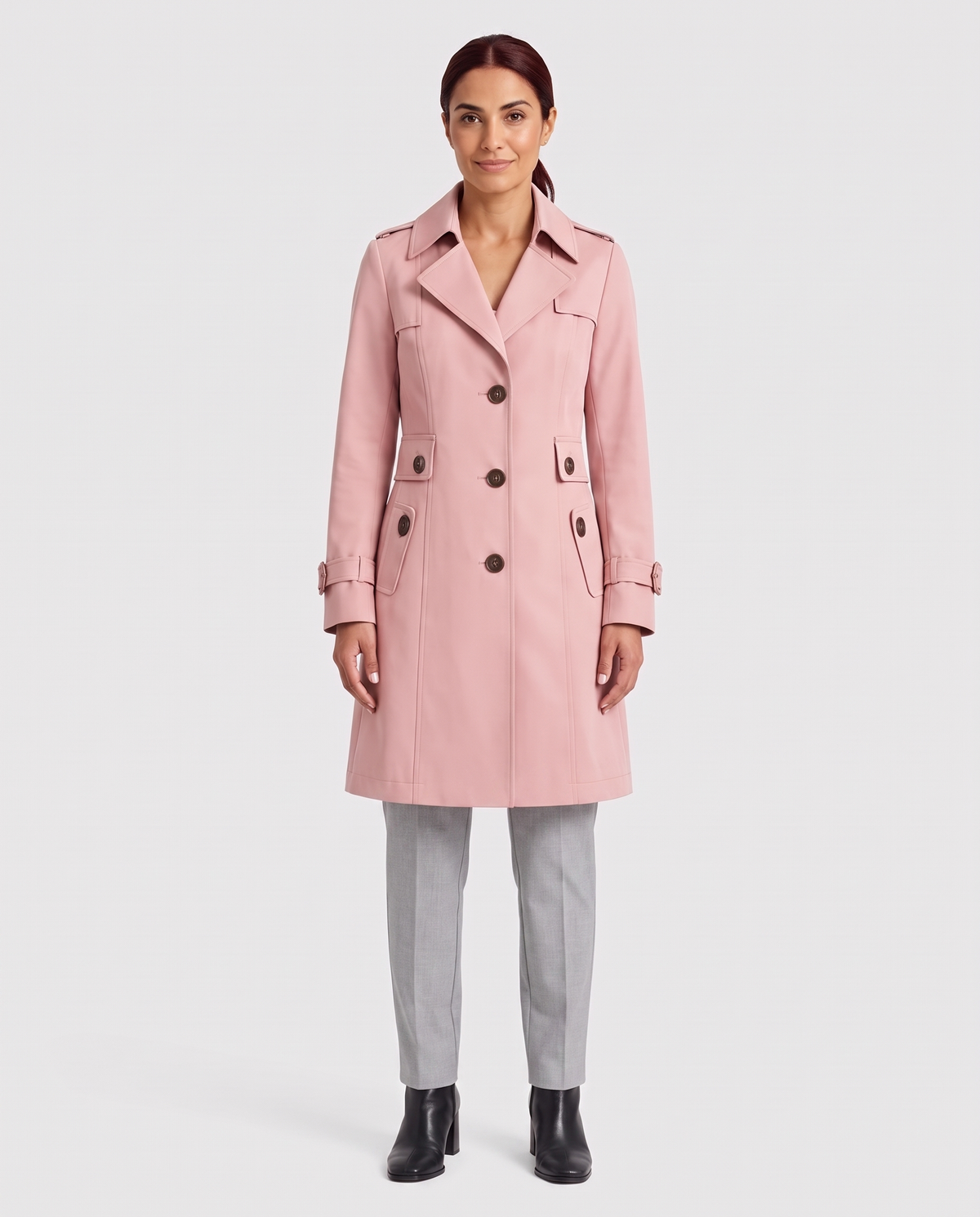 Emma Women's Tailored Trench Coat - Pink