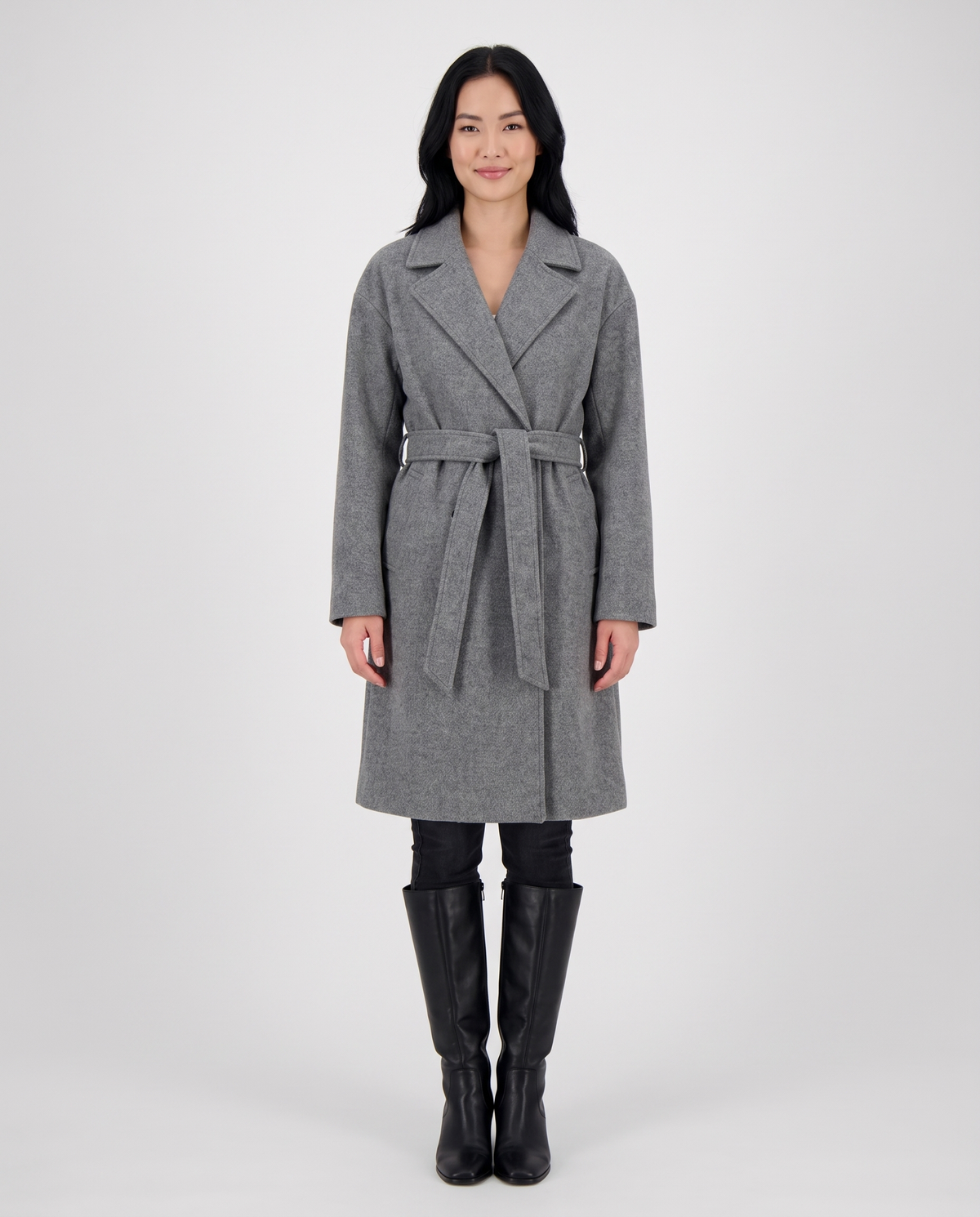Etta Women's Long Trench Coat - Grey