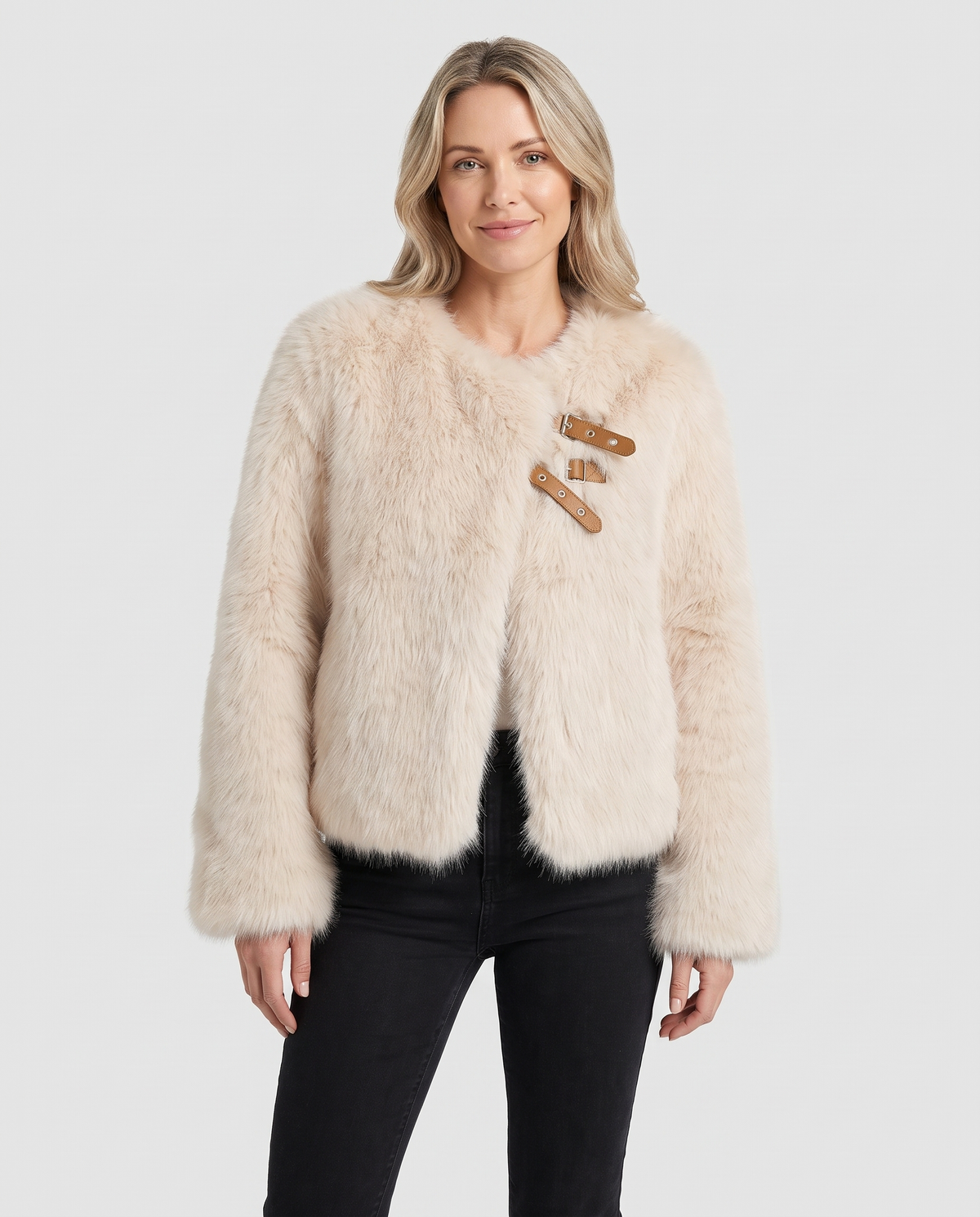 Fern Women's Faux Fur Jacket - Beige