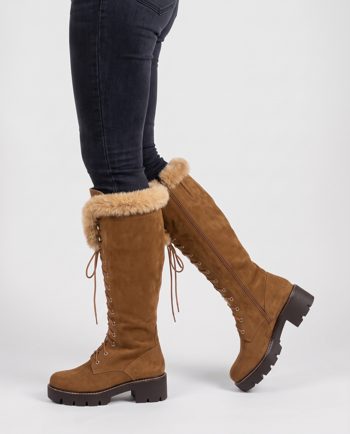 Fern Women's Suede Knee High Boots - Camel