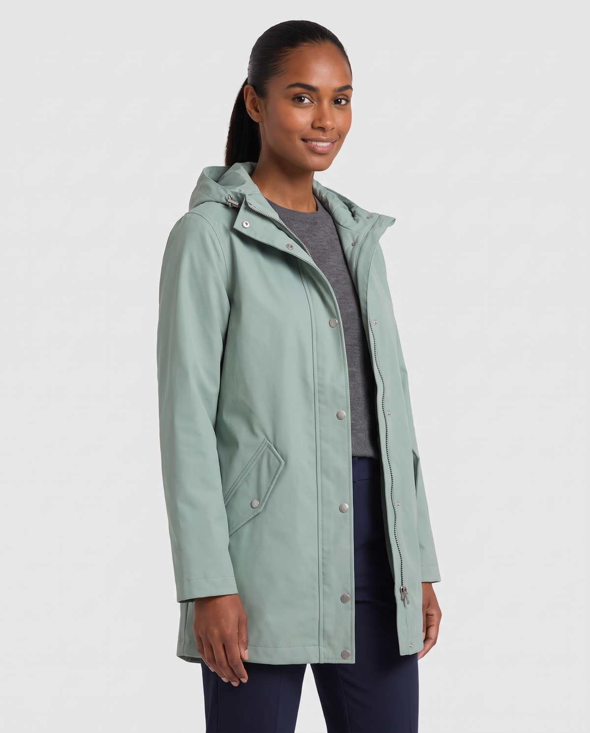 Freya Women's Waterproof Coat - Green - three quarter view