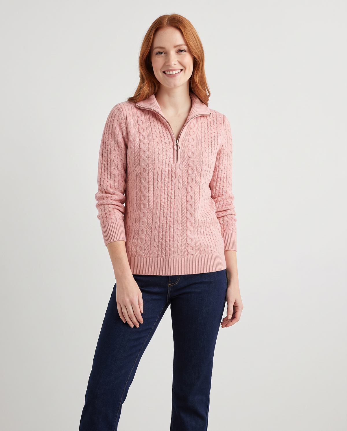 Georgia Women's Cable Knit Jumper in Pink