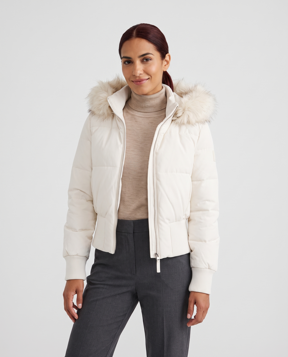 Grace Women's Quilted Cropped Puffer Jacket - White