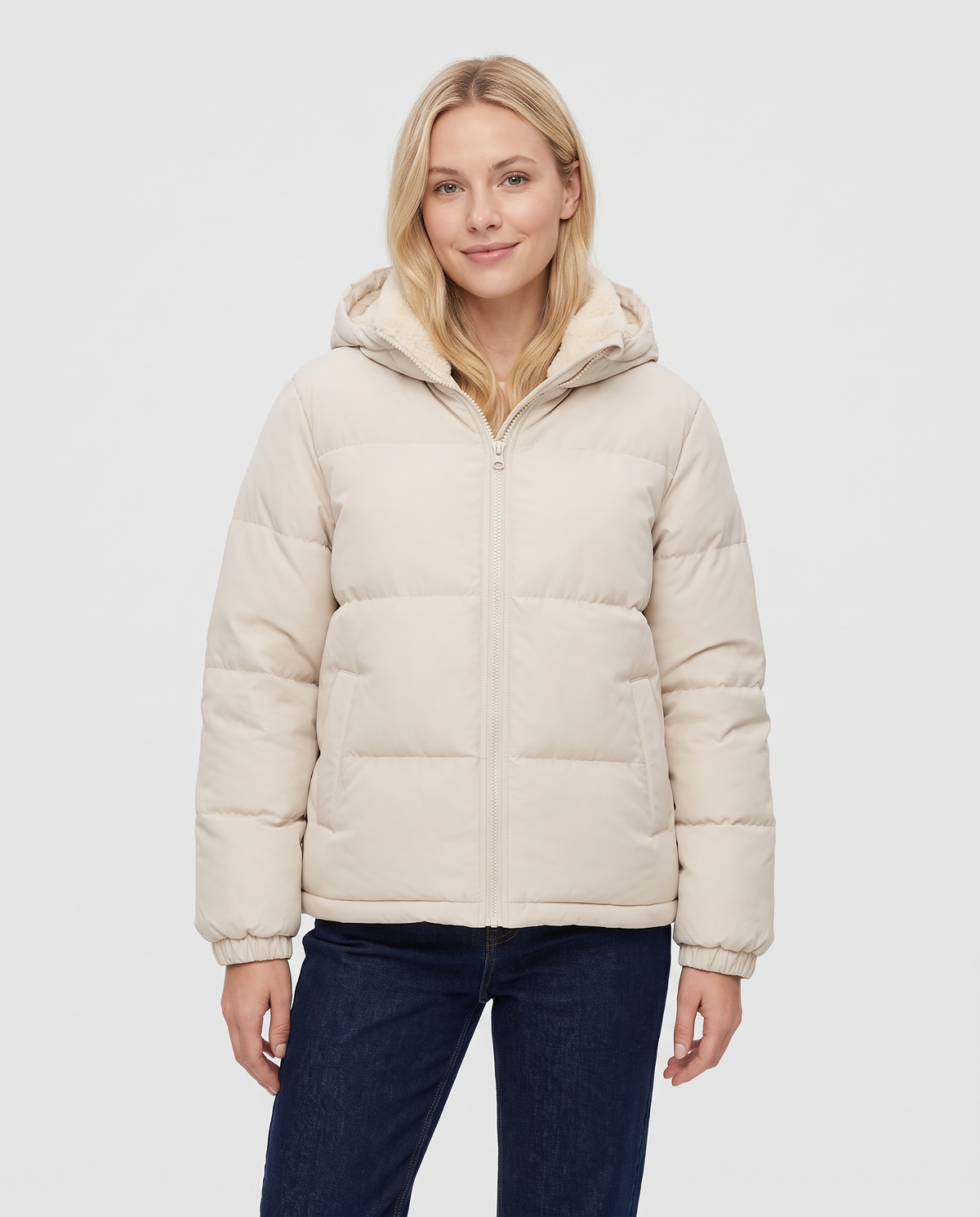 Greta Women's Winter Puffer Jacket - Beige