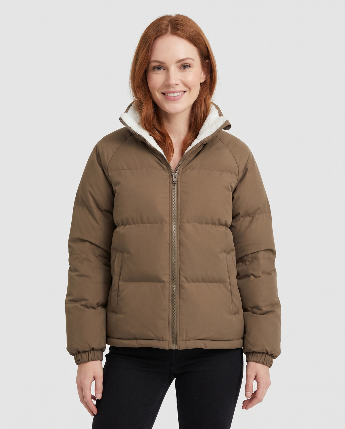 Greta Women's Winter Puffer Jacket - Brown