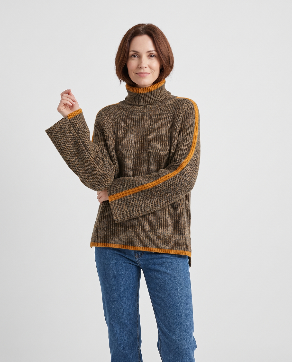 Ilaria-Claire Roll Neck Sweater in Brown