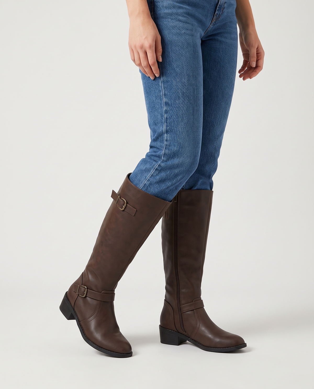 Imogen Women's Leather Knee High Boots - Dark Brown