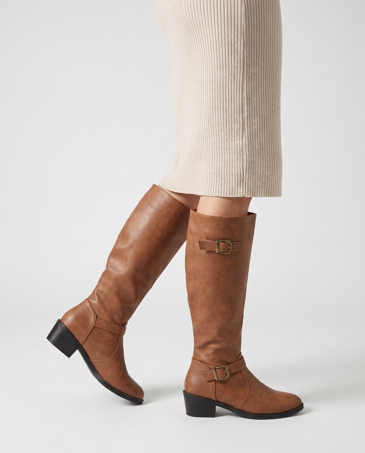 Imogen Women's Leather Knee High Boots - Light Brown