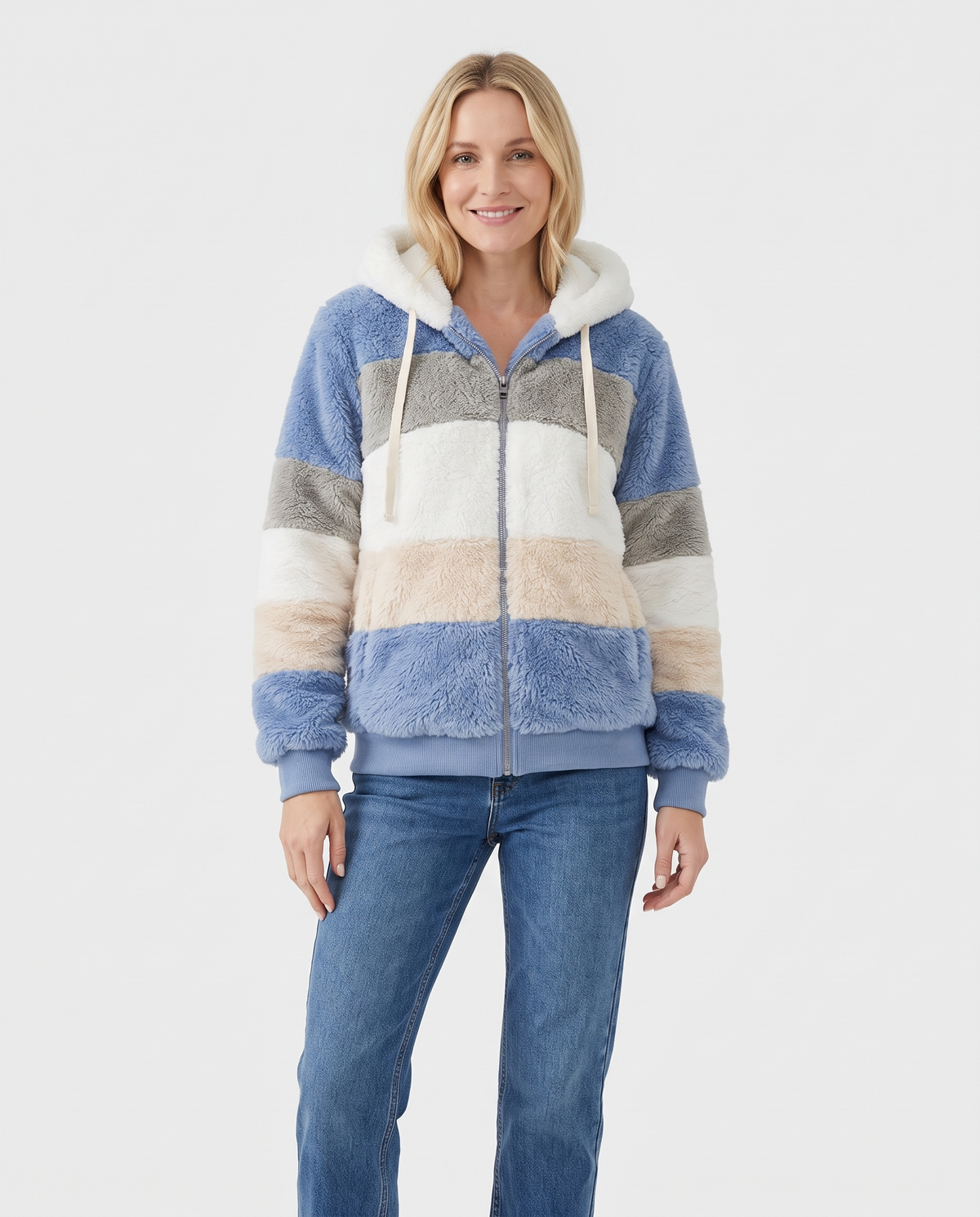 Iona Women's Faux Fur Jacket in Blue
