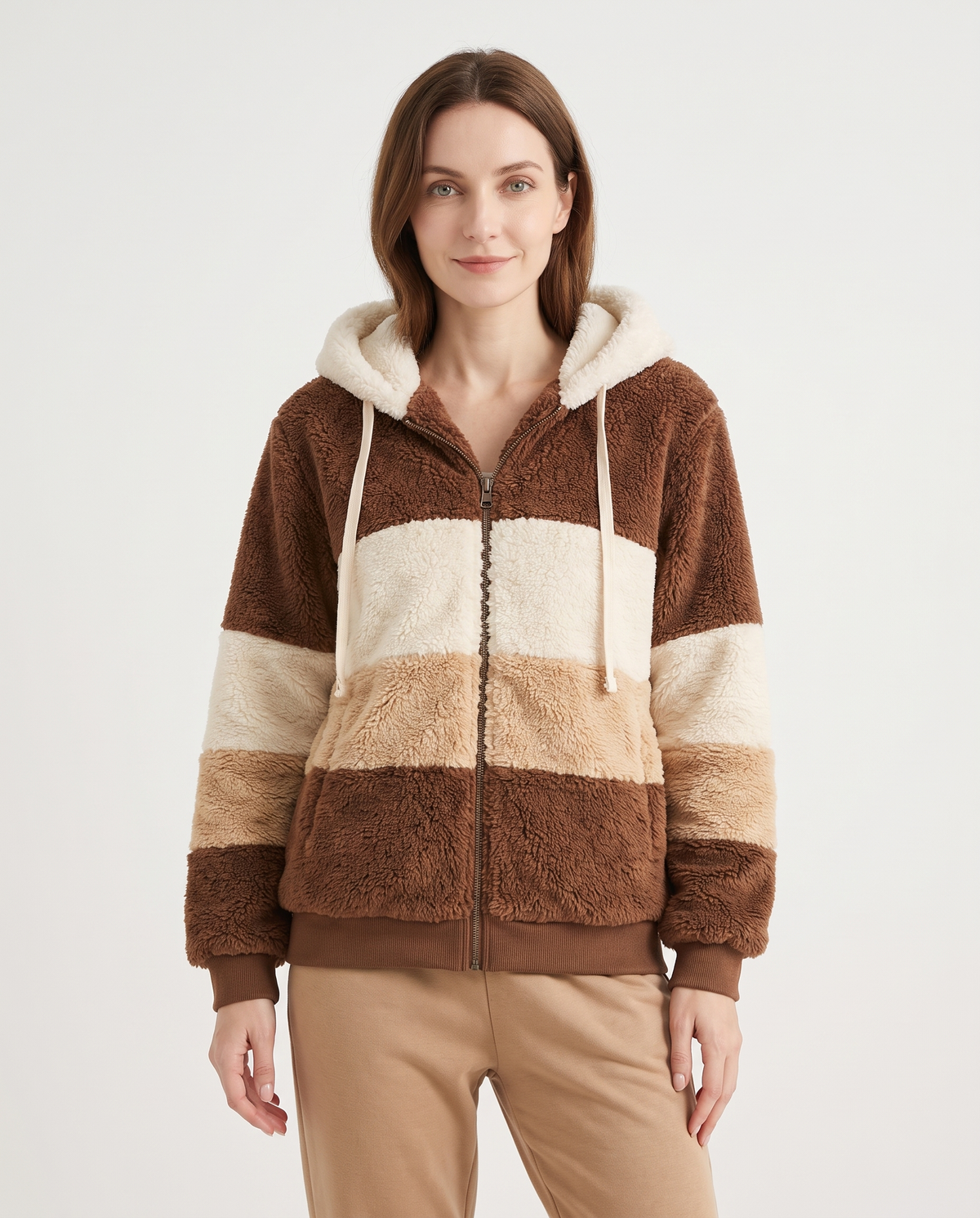 Iona Women's Faux Fur Jacket in Brown