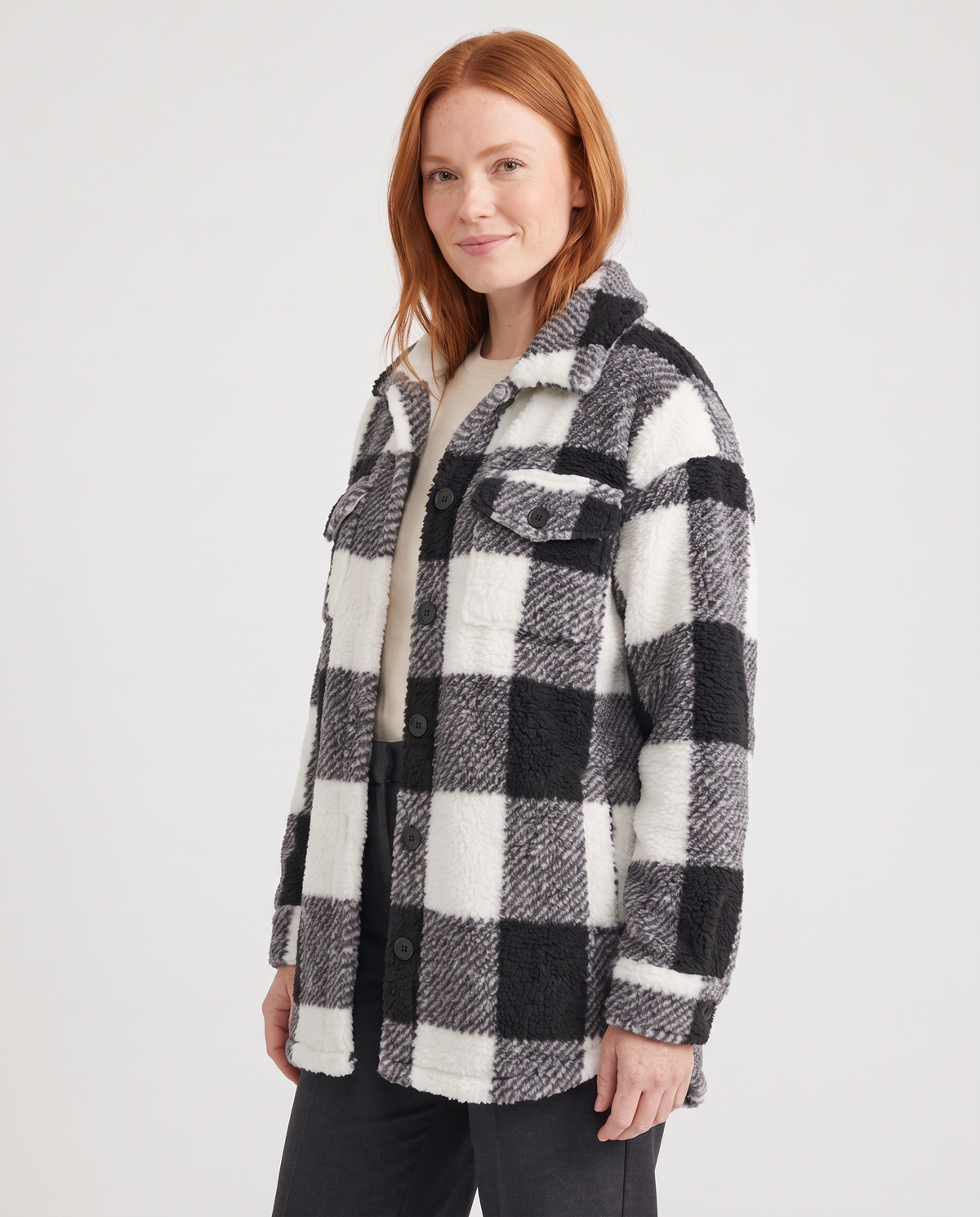 Ivy Women's Fleece Jacket - Black - three quarter view
