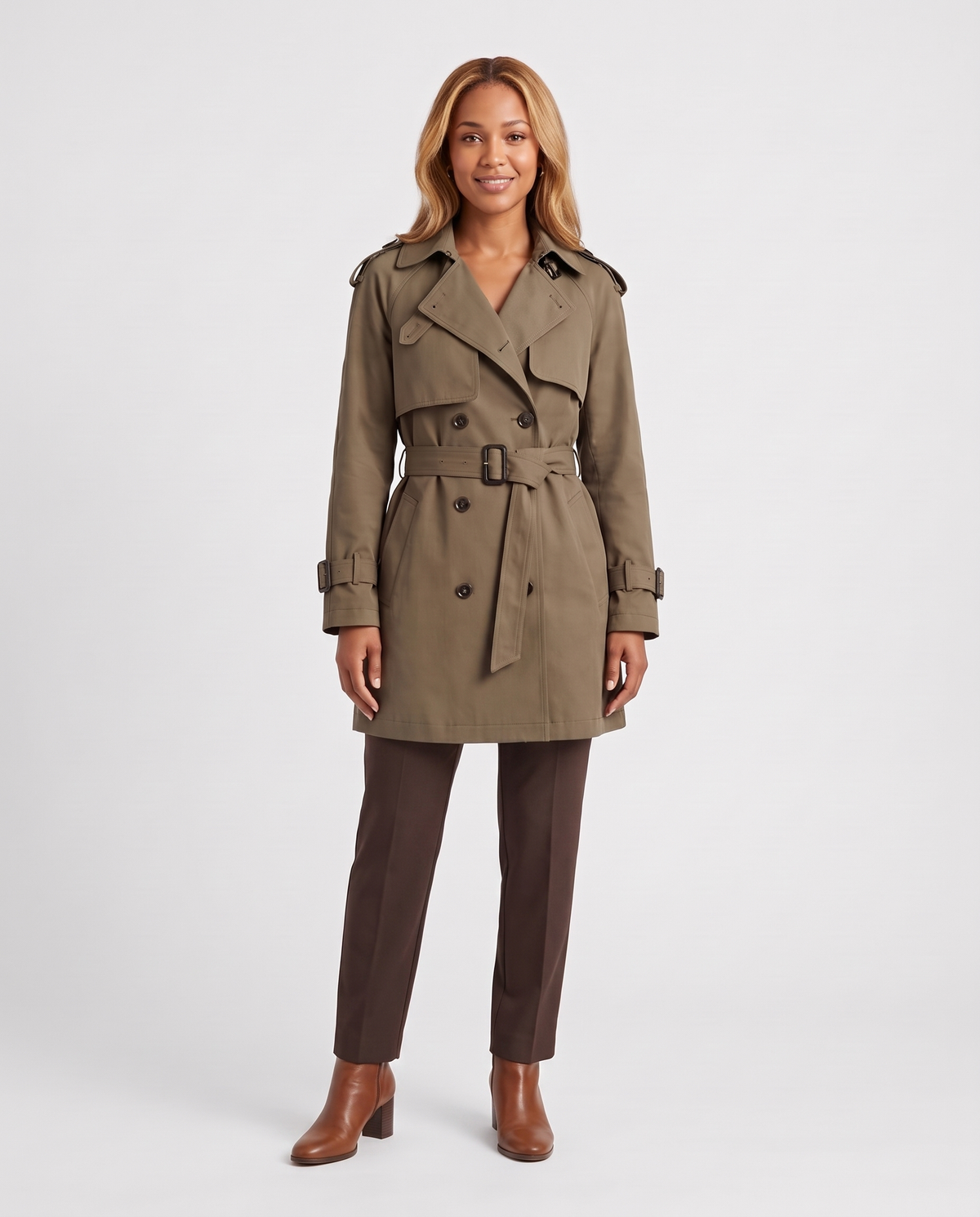 Jessica Women's Cotton Trench Coat - Khaki
