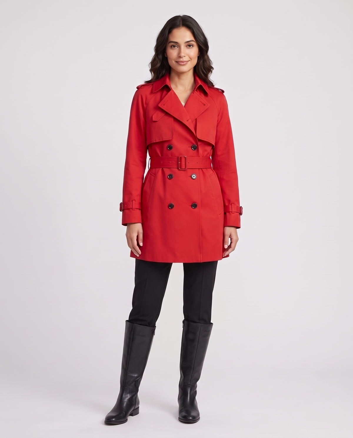 Jessica Women's Cotton Trench Coat - Red