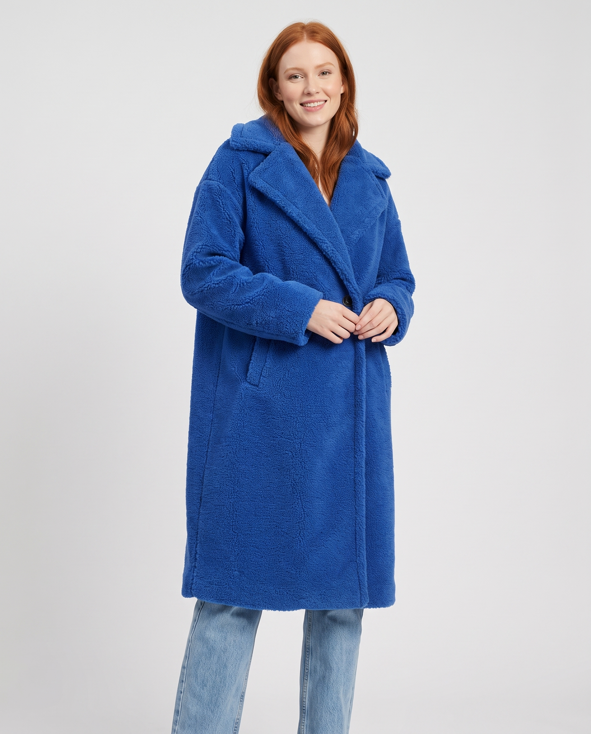 Juno Women's Winter Teddy Fleece Jacket - Blue