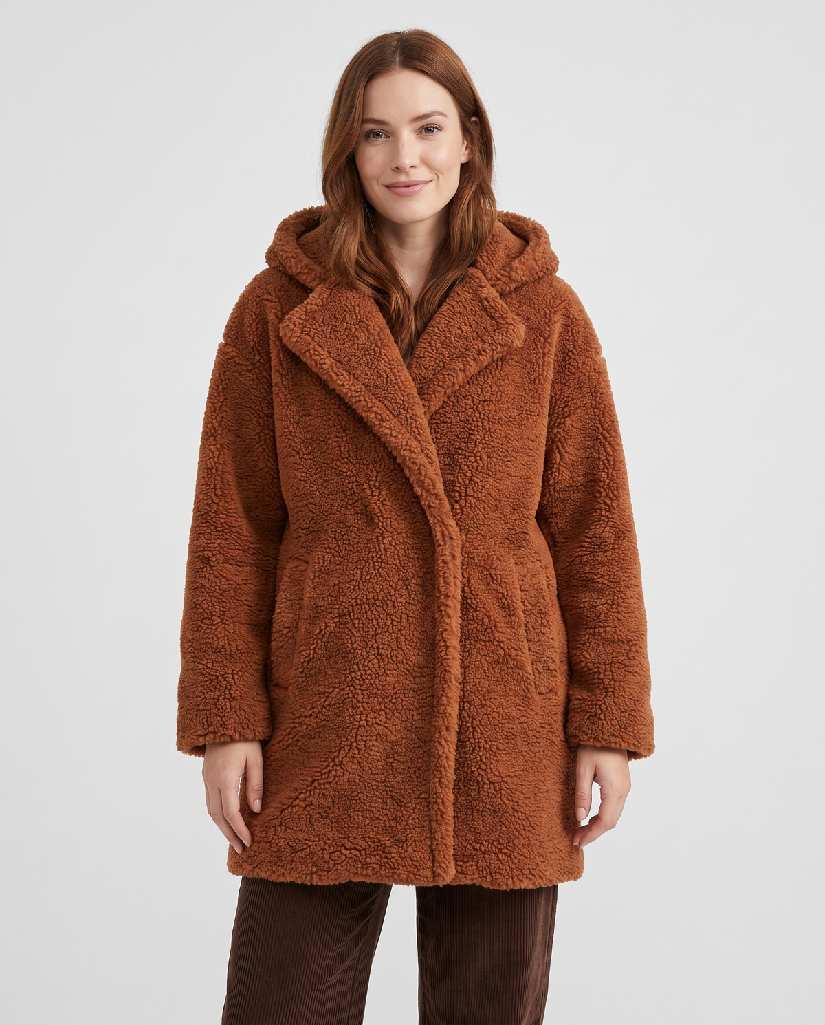 Juno Women's Winter Teddy Fleece Jacket - Brown