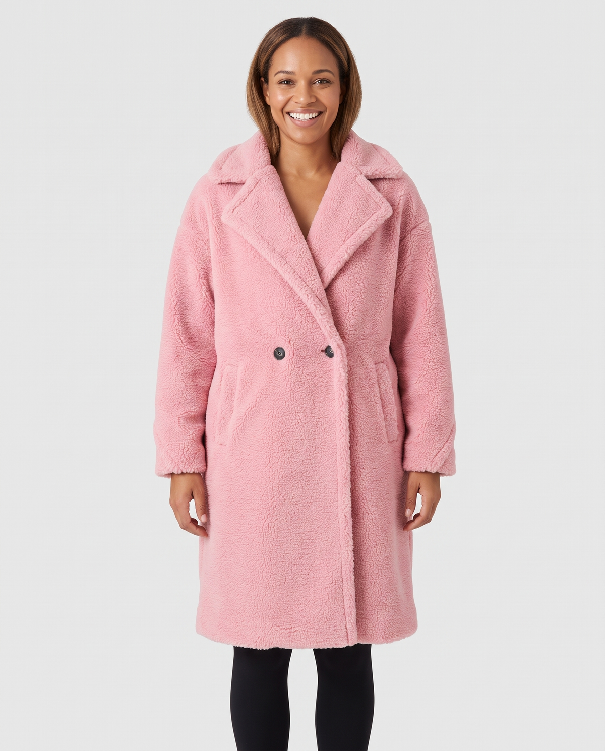 Juno Women's Winter Teddy Fleece Jacket - Pink