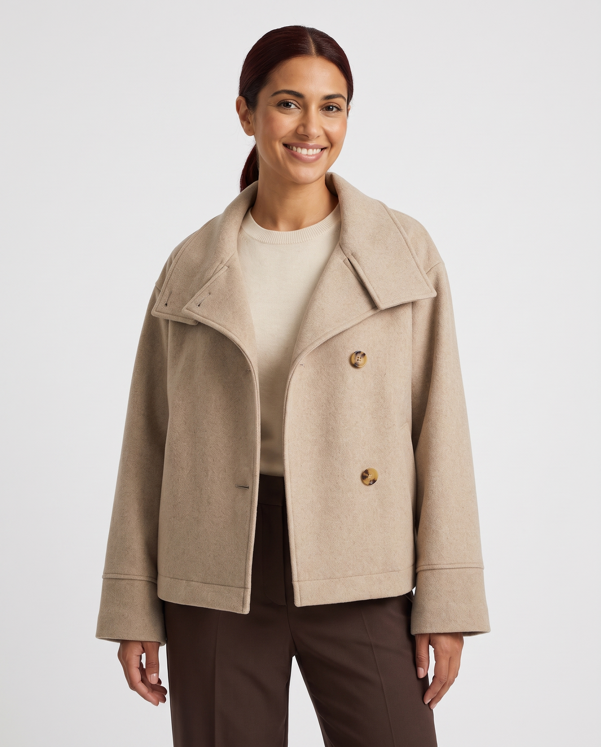 Laura Women's Wool Oversized Peacoat - Beige