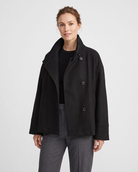 Laura Women's Wool Oversized Peacoat - Black