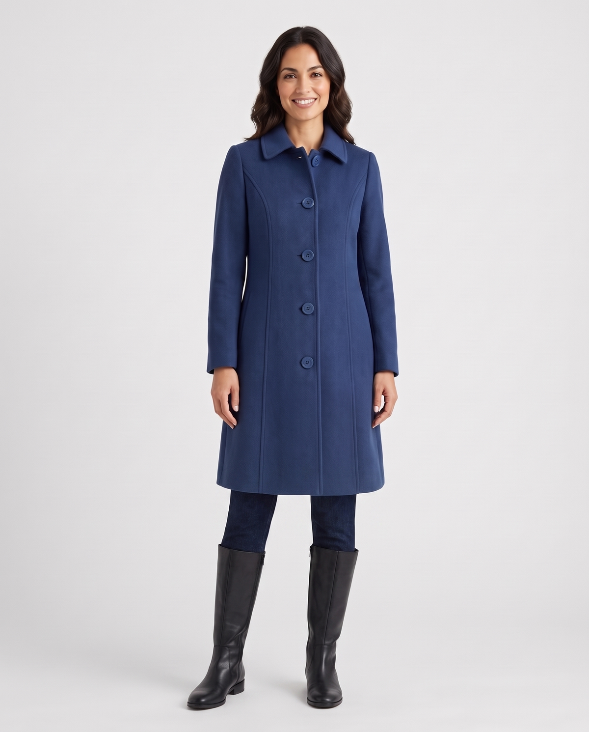 Leila Women's Wool Winter Coat - Blue