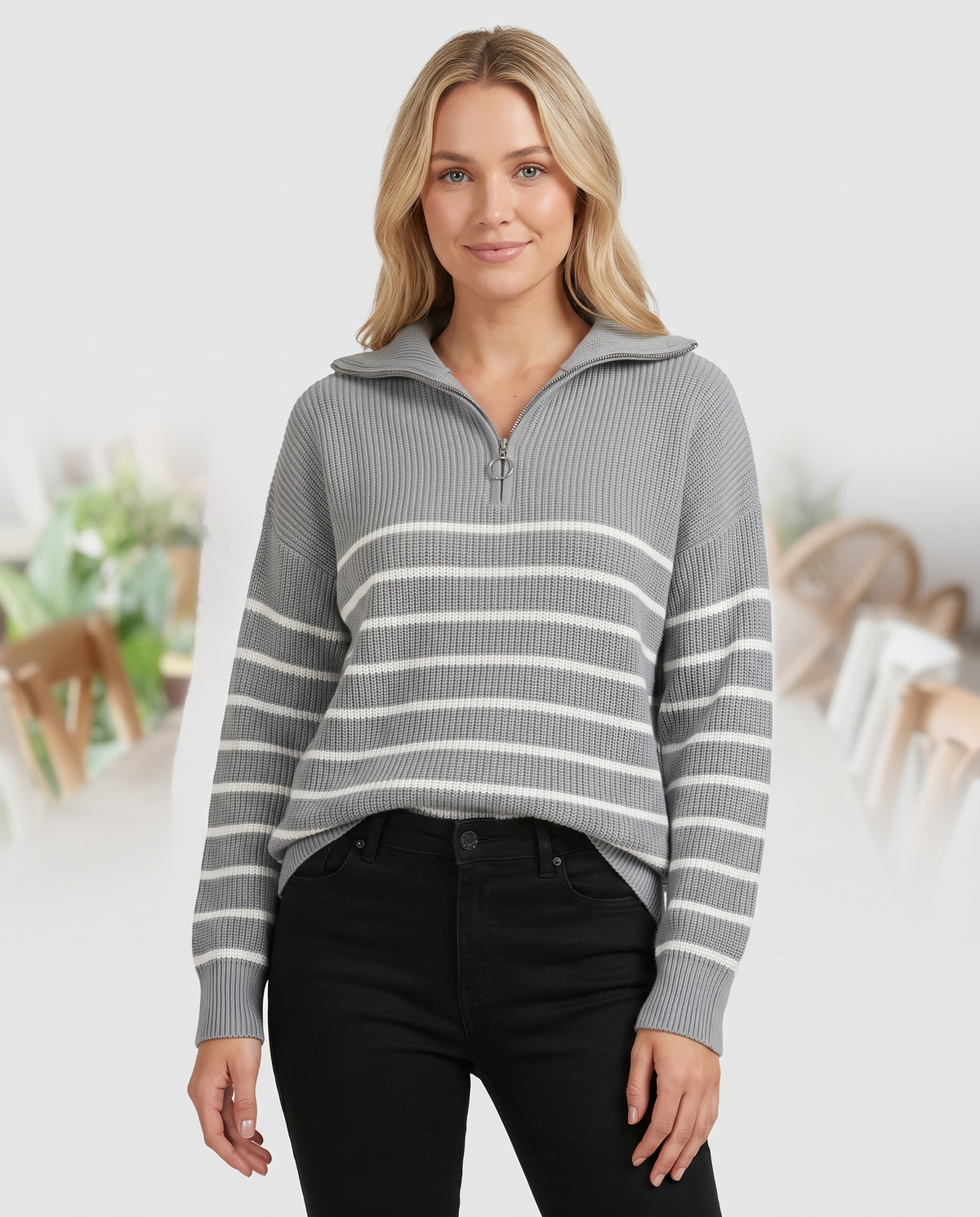 Lottie Women's Knitted Jumper - Grey