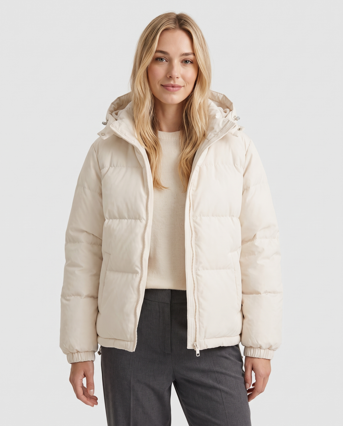 Lucy Women's Quilted Puffer Jacket - Beige