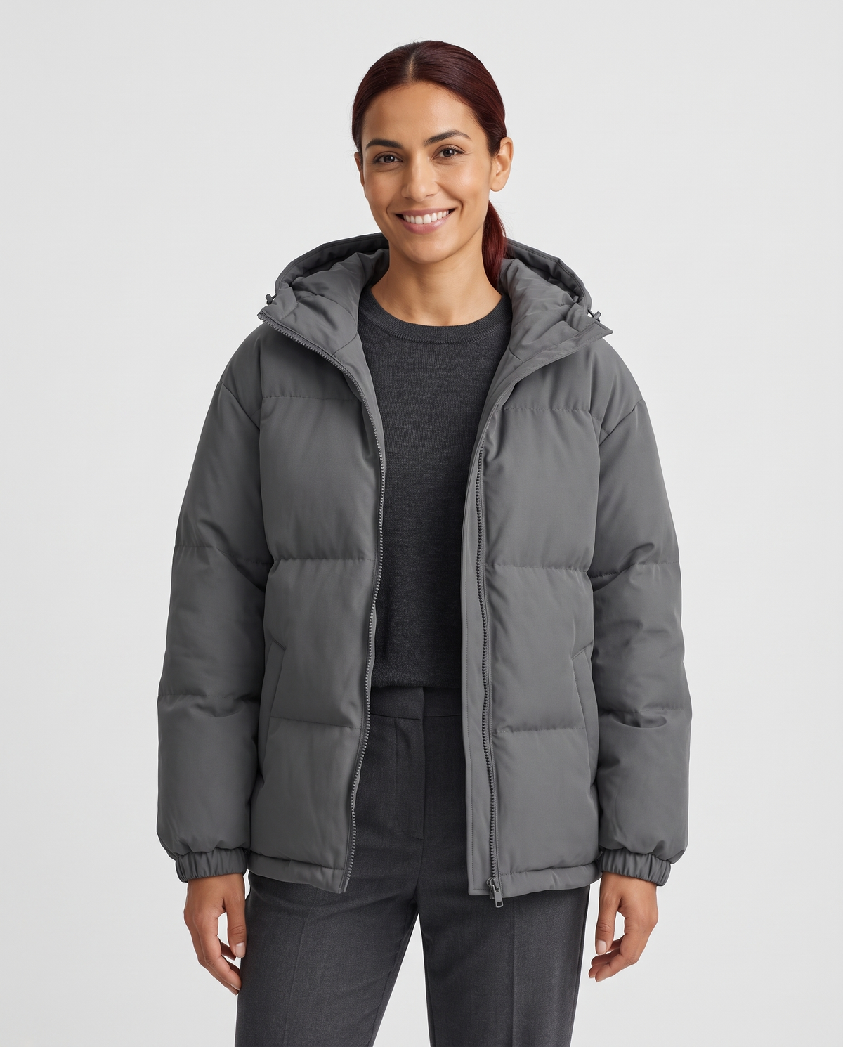 Lucy Women's Quilted Puffer Jacket - Dark Grey