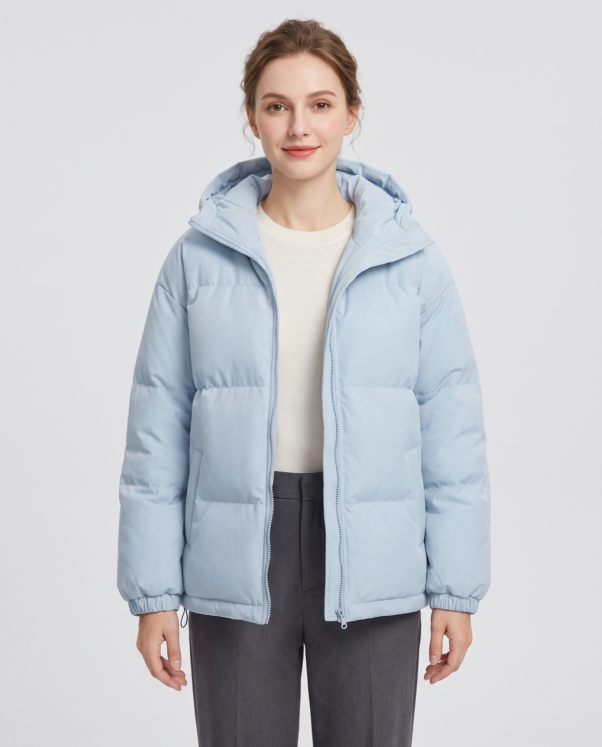 Lucy Women's Quilted Puffer Jacket - Light Blue
