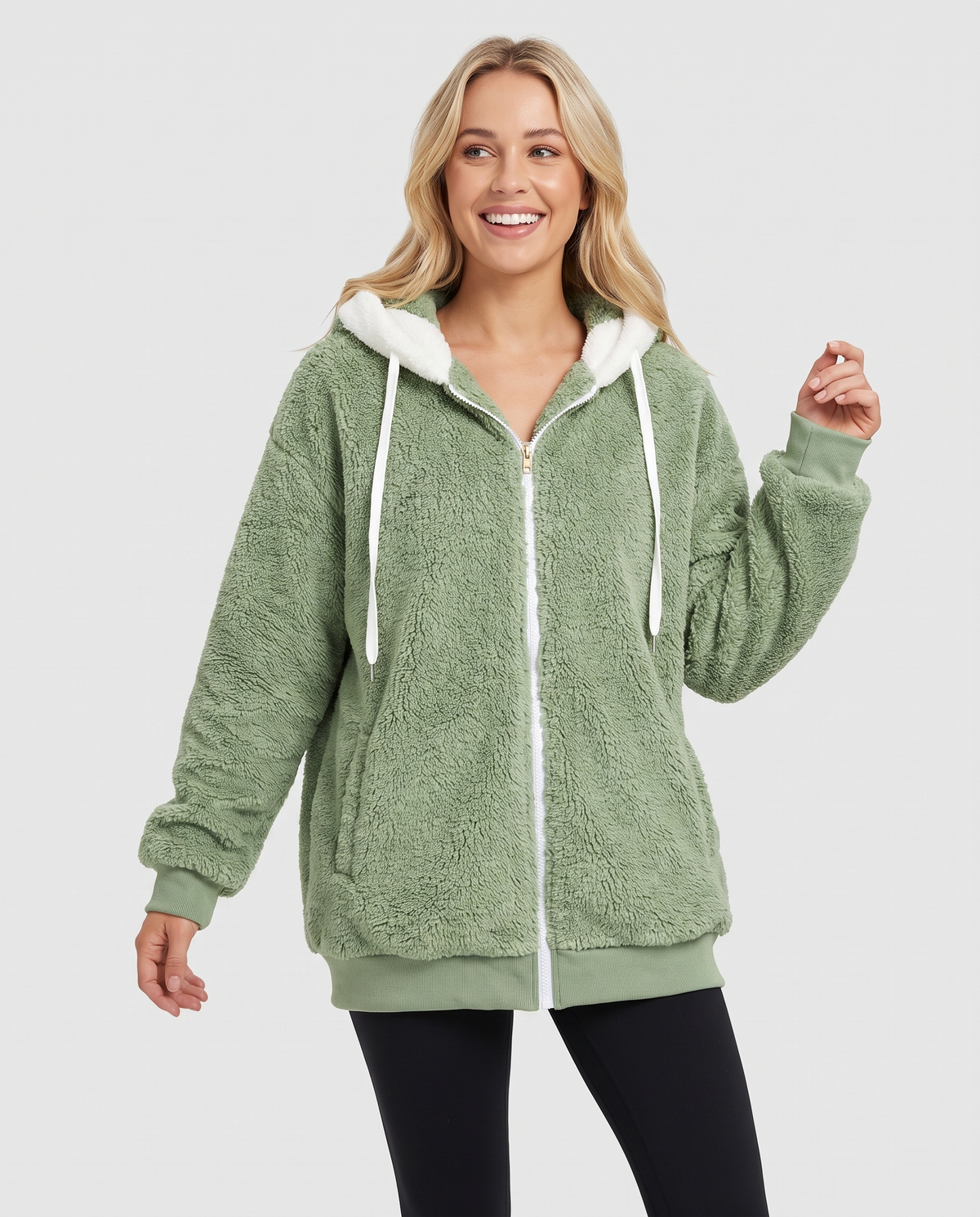 Mabel Women's Sherpa Fleece Jacket - Green