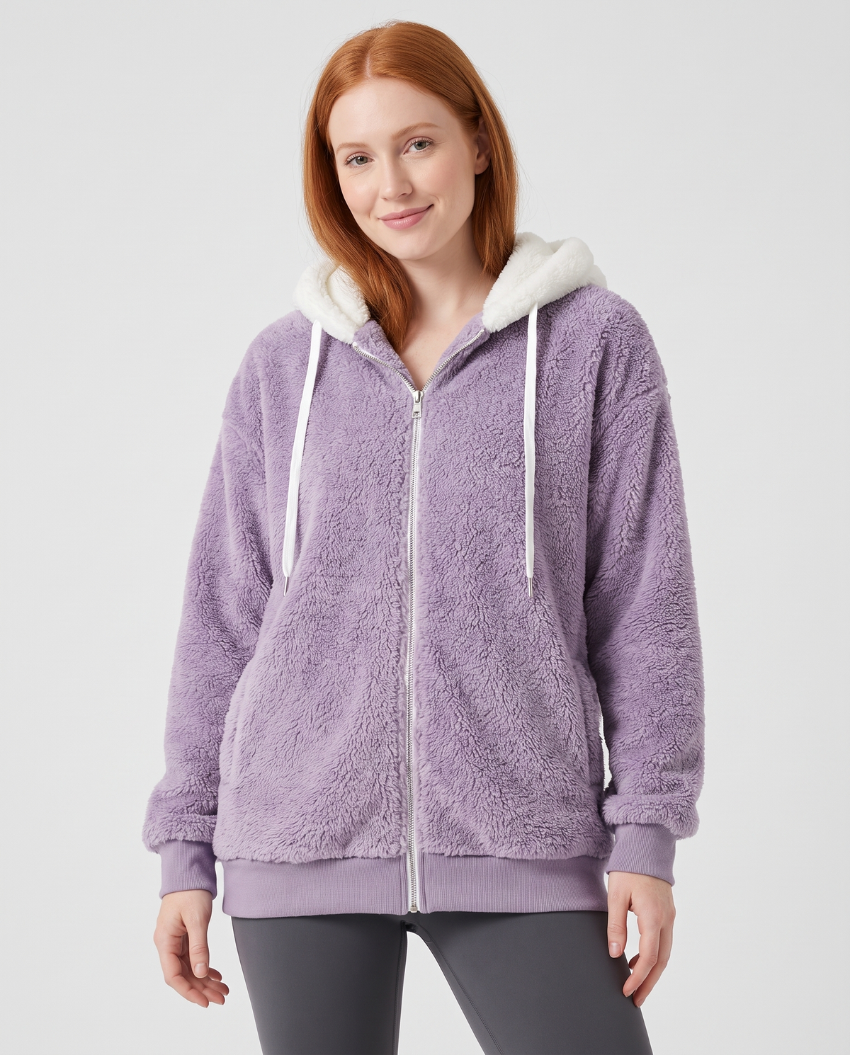 Mabel Women's Sherpa Fleece Jacket - Purple