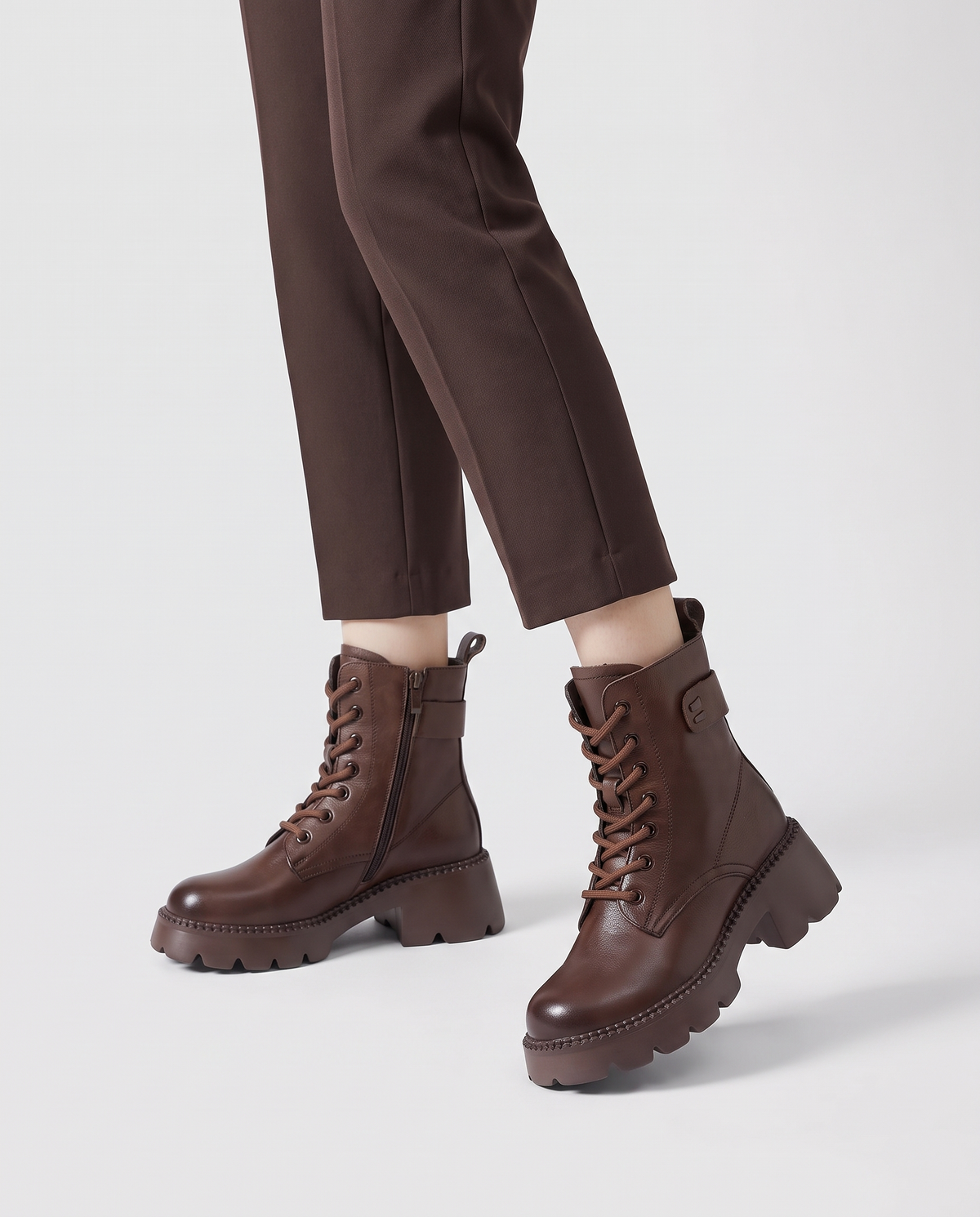 Maeve Women's Leather Heeled Ankle Boots - Brown