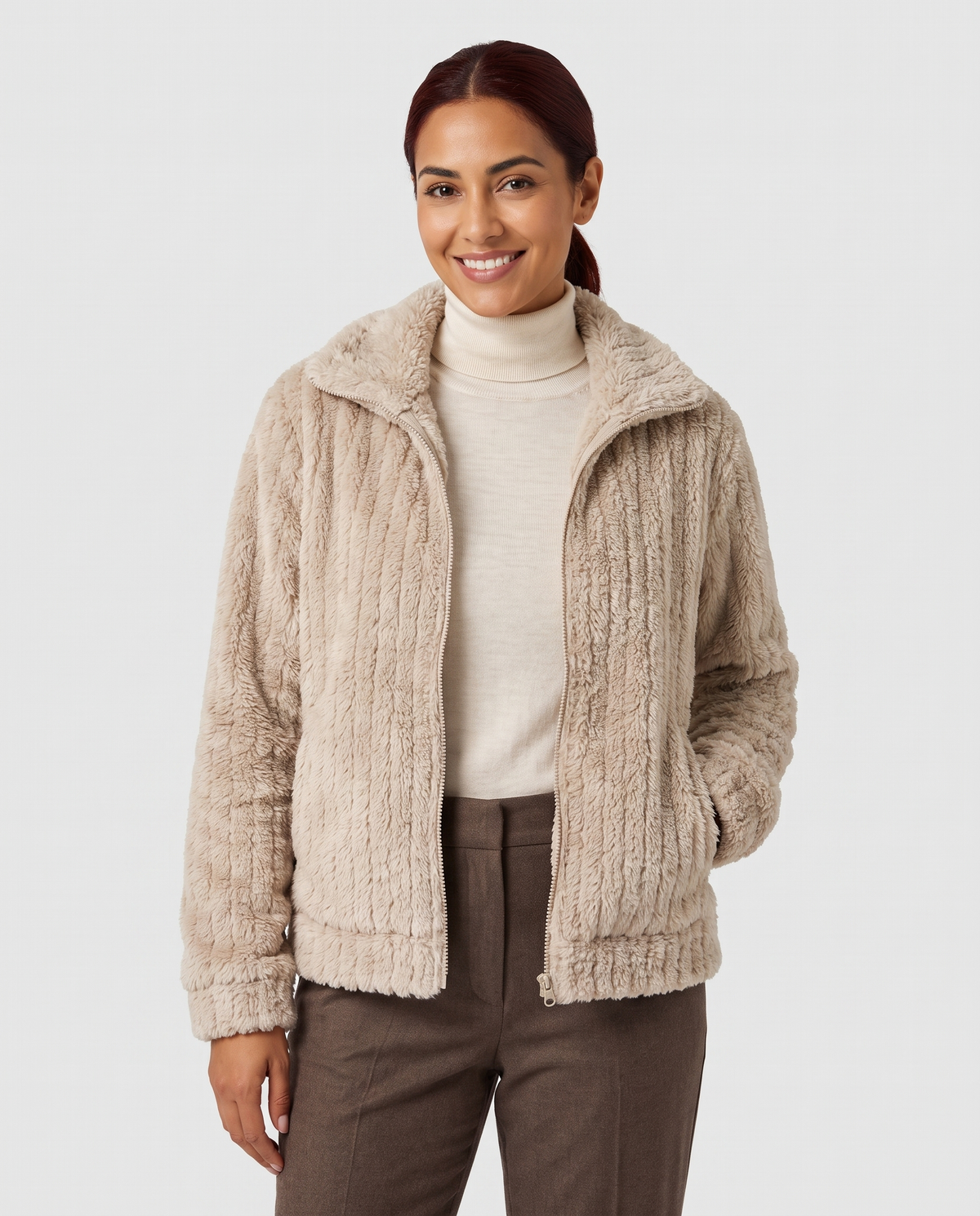 Maisie Women's Fleece Jacket - Beige