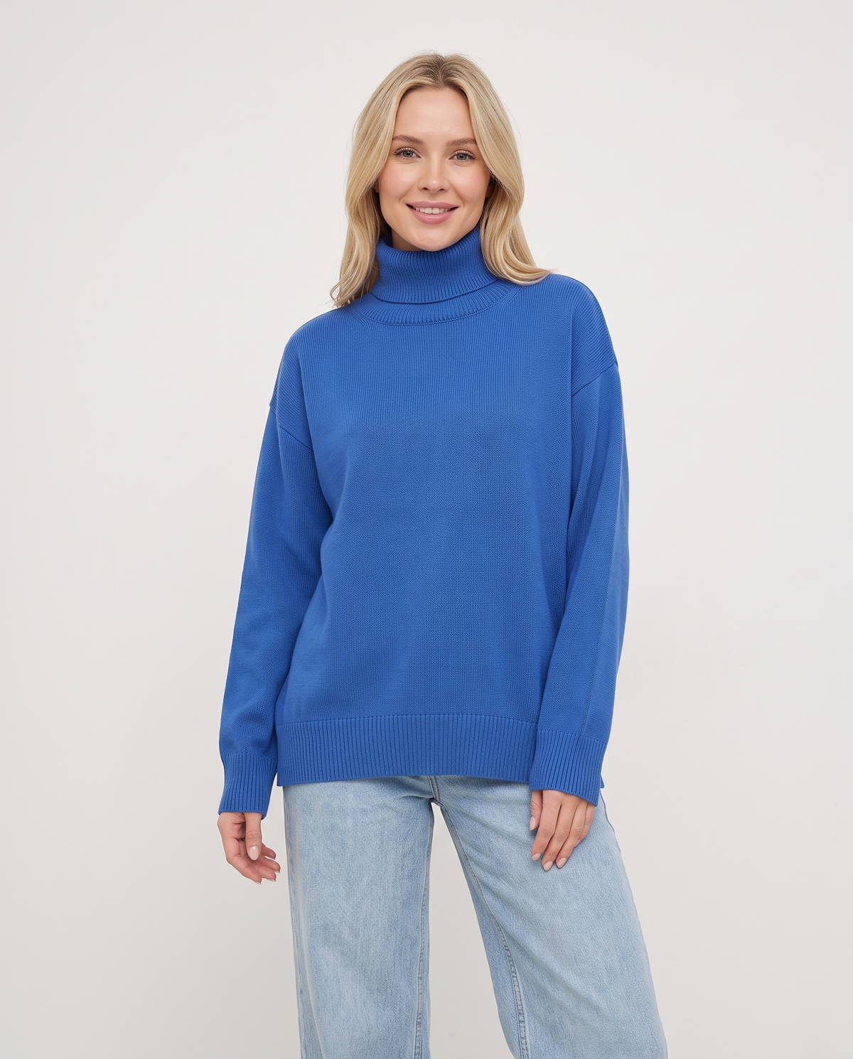 Marcia Women's Oversized Roll Neck Jumper in Blue