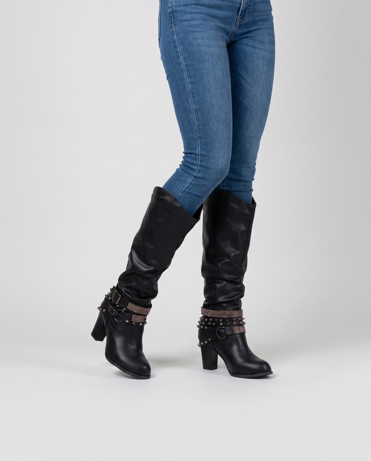 Marlowe Women's Leather Knee High Boots - Black