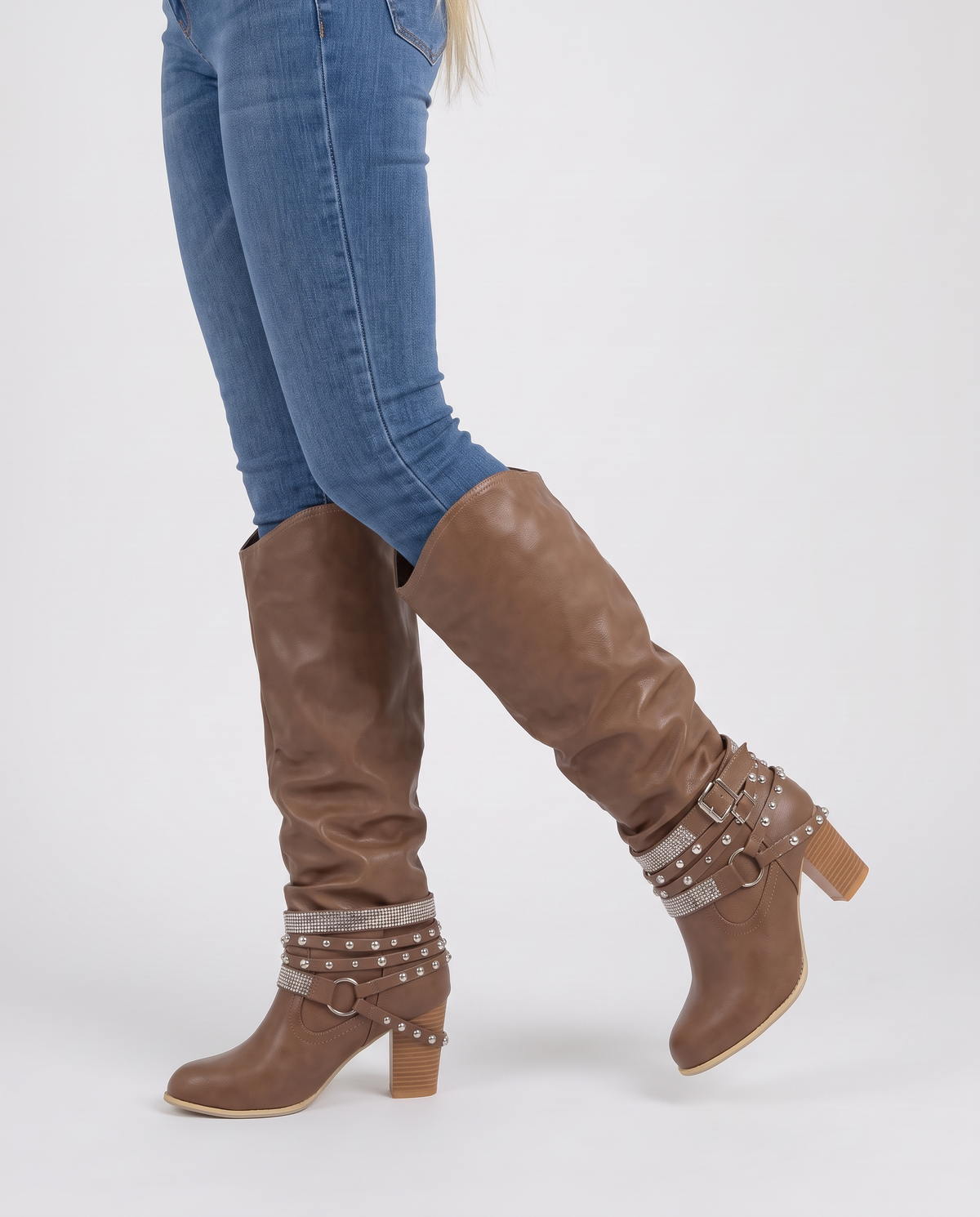 Marlowe Women's Leather Knee High Boots - Brown