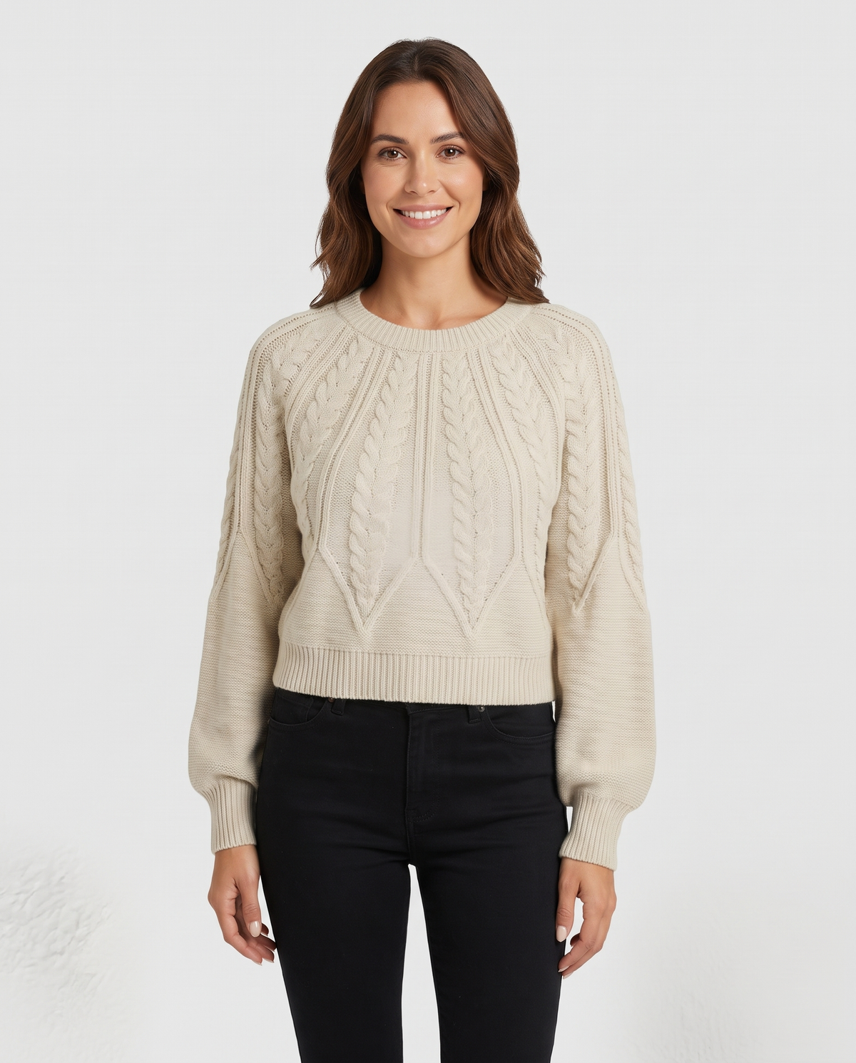 Marnie Women's Cable Knit Jumper - Beige