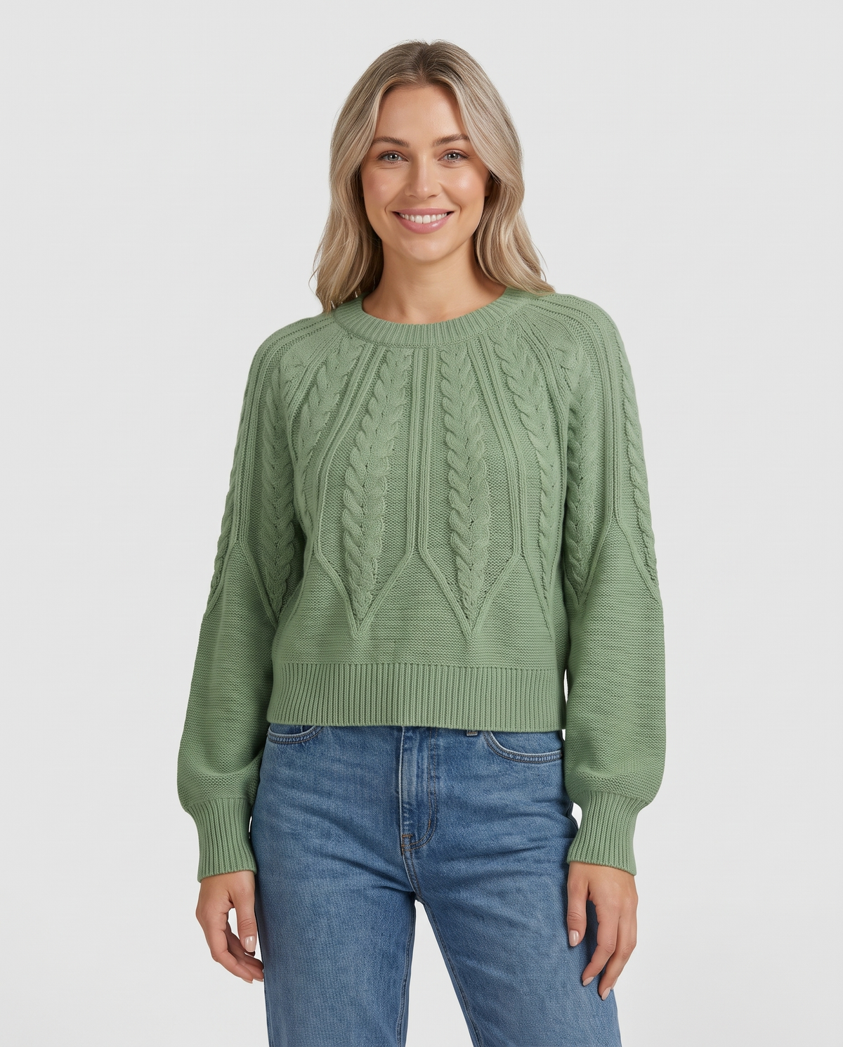 Marnie Women's Cable Knit Jumper - Matcha