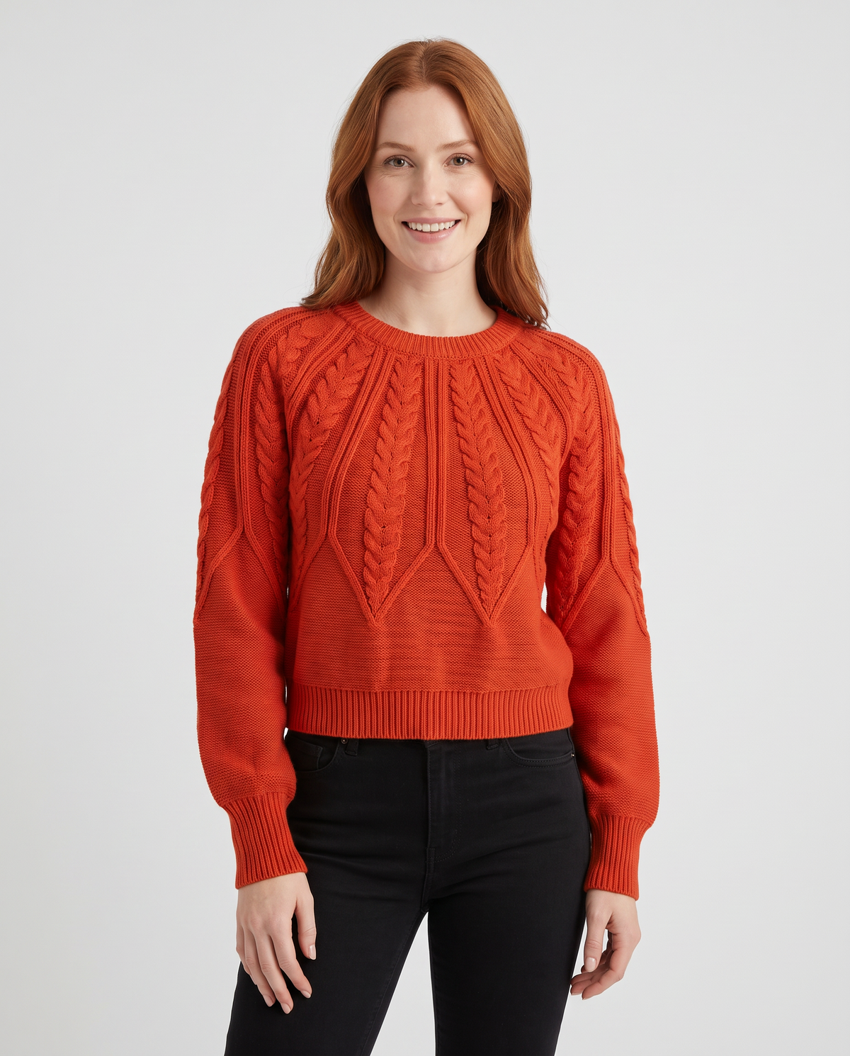 Marnie Women's Cable Knit Jumper - Orange Red